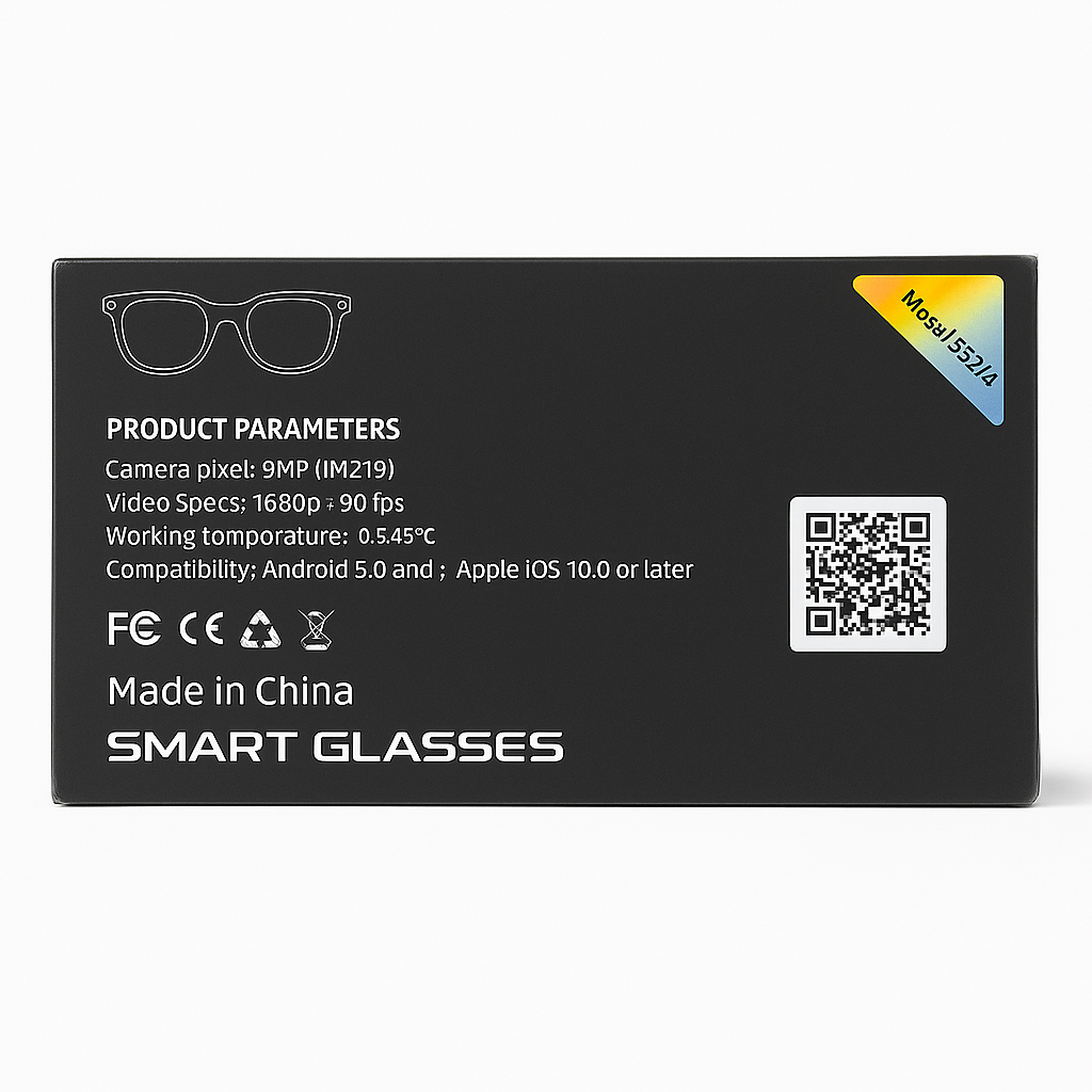 Sleek Black Smart Glasses with Integrated Camera