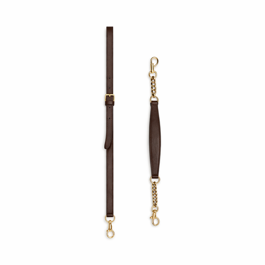 Classic Dark Brown Monogram Canvas Shoulder Bag with Leather Strap and Gold Chain