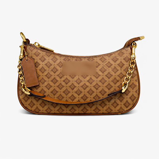 Classic Monogram Shoulder Bag with Leather Strap and Gold Chain