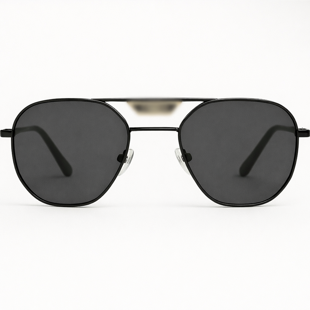 Minimalist Black PRABA Metal Aviator Sunglasses