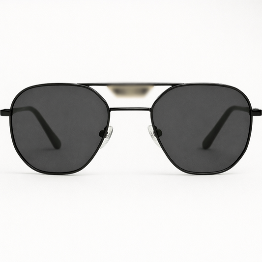 Minimalist Black PRABA Metal Aviator Sunglasses